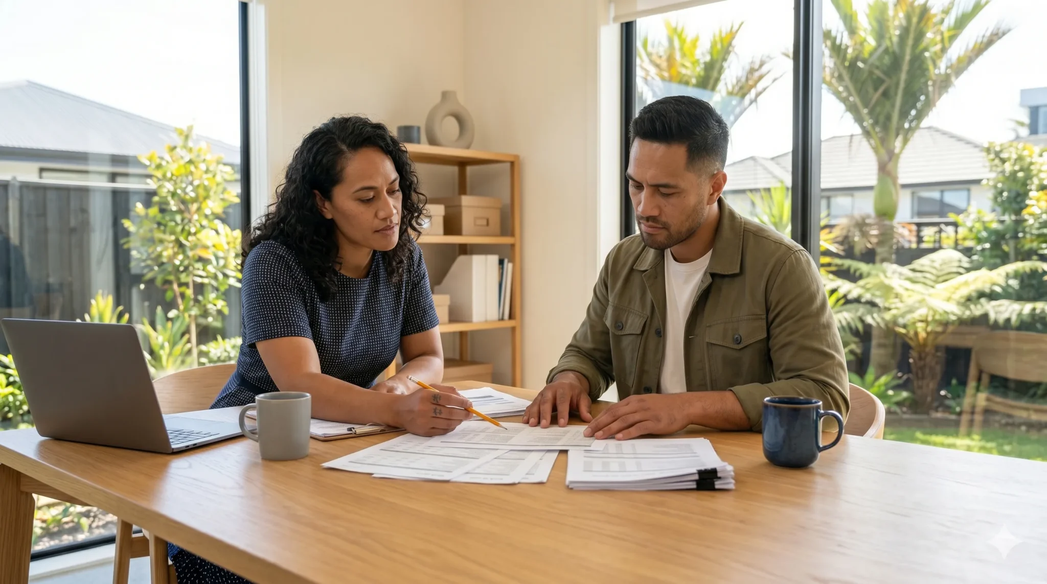 Two NZ business people reviewing due diligence documents — Margate Group