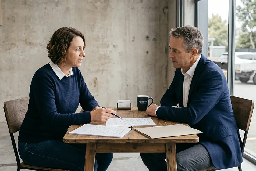 NZ business partners reviewing a shareholders agreement — Margate Group