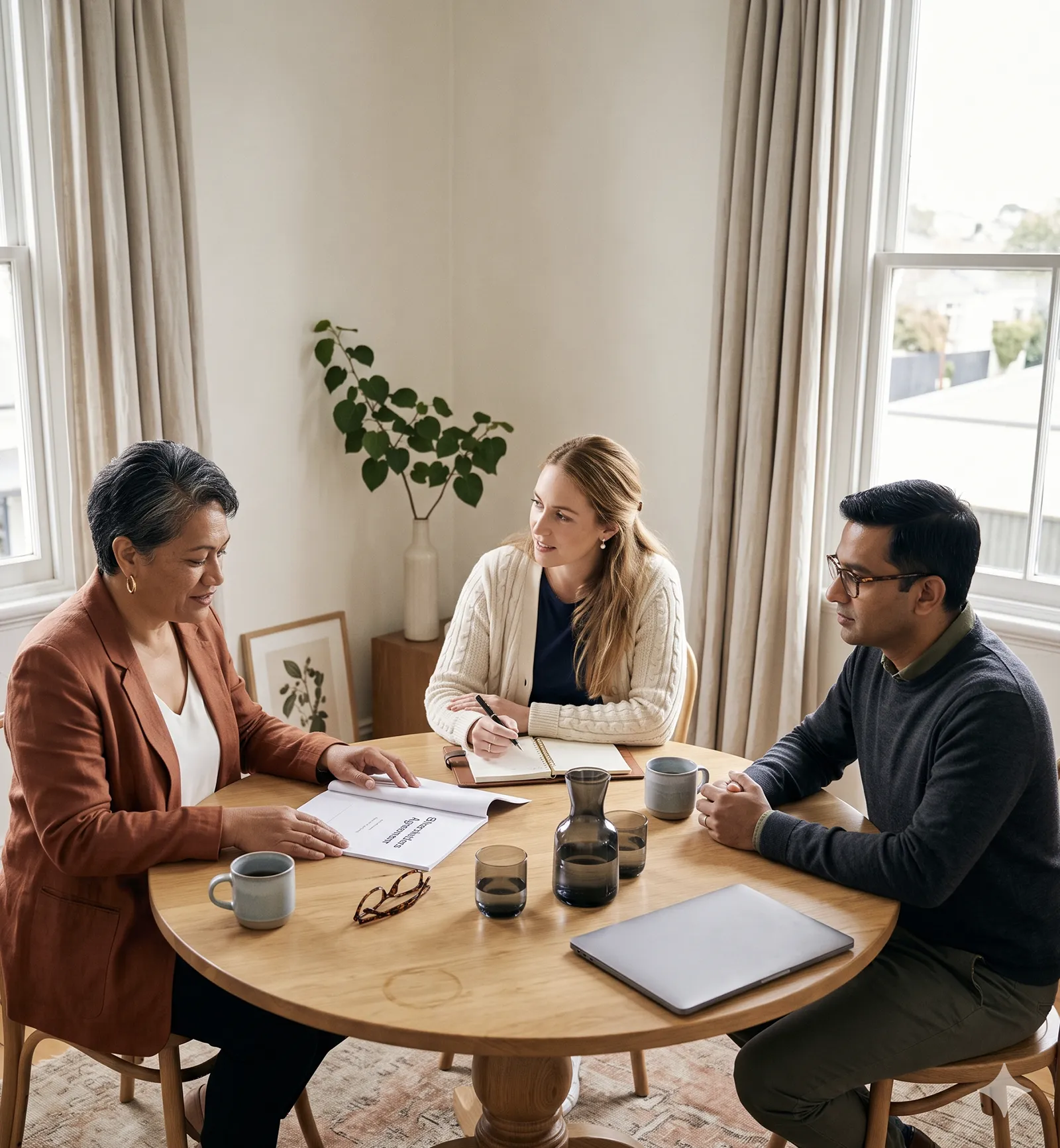 Trusted shareholders agreement NZ drafting · Margate Group consultant reviewing a shareholders agreement with NZ business partners